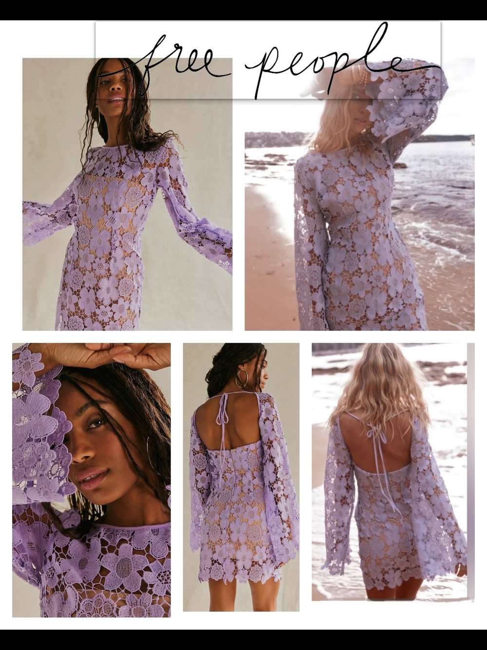 RUMER x FREE PEOPLE ♡ Remi Lilac Floral Crochet Dress NEW XS